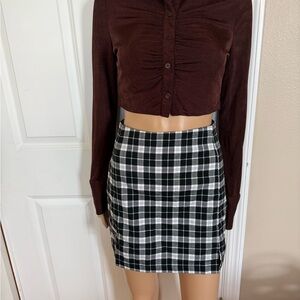 Brandy Melville plaid black and white mini skirt